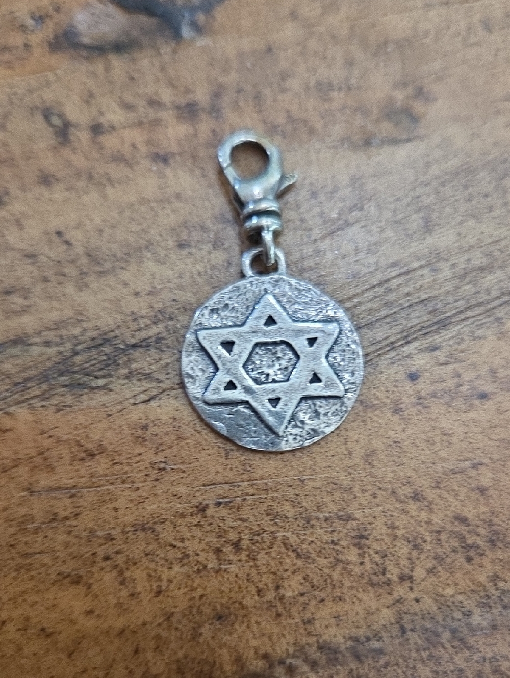 Steling Silver Star of David Round Charm Pendant